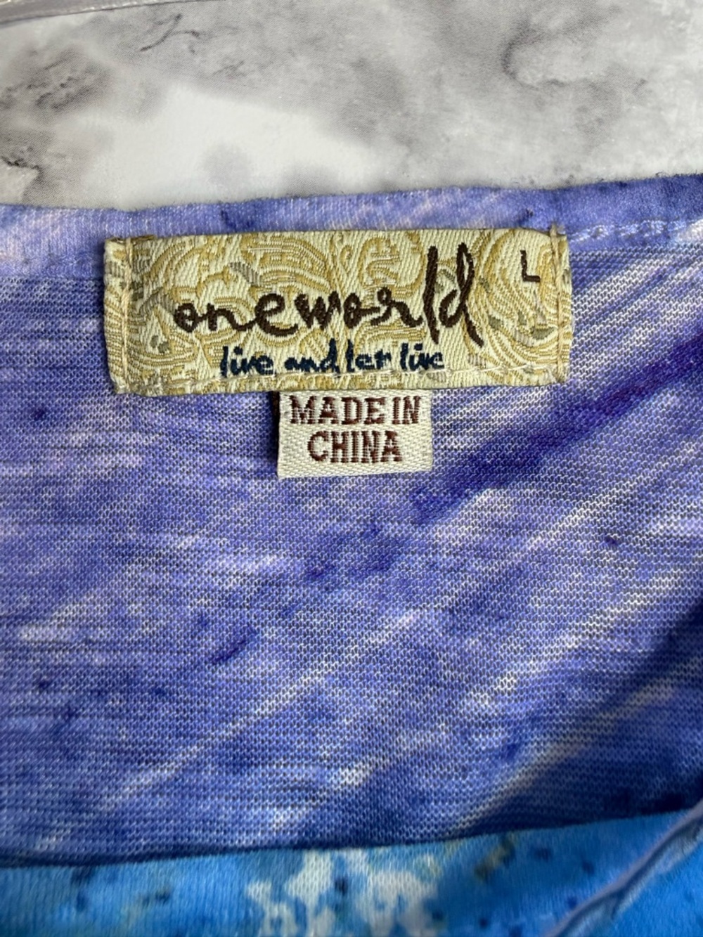 Blue Peacock-Print Chiffon overlay Women's Top - Picture 5 of 7